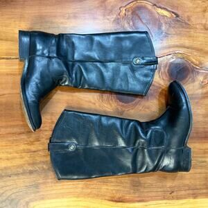 Frye Women's Melissa Button Riding Tall Boots 9 B Slip On Leather Black